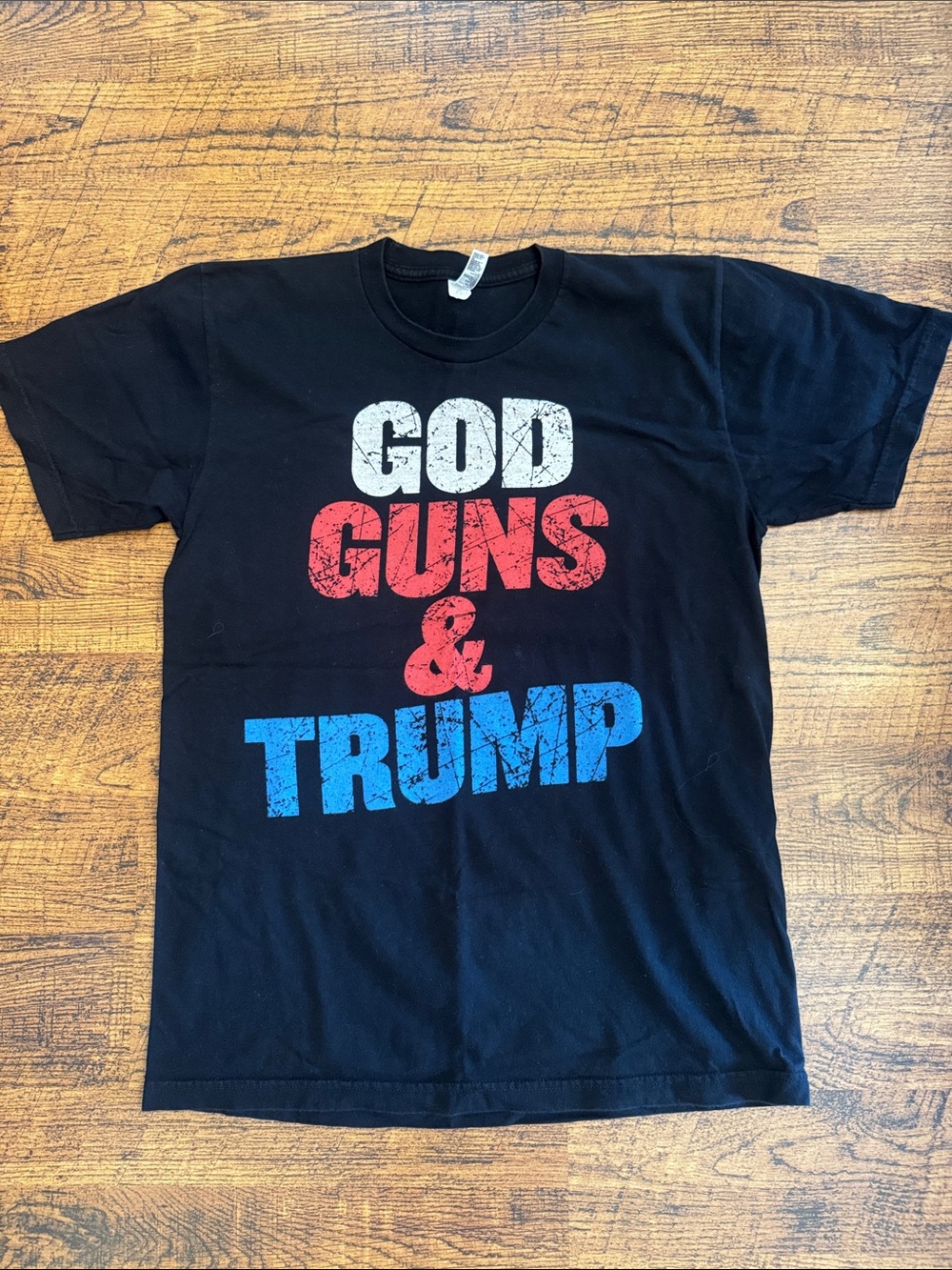 American Apparel Black Tee with Red, White & Blue Graphic